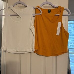 Wild Fable White and Orange Tank Tops
